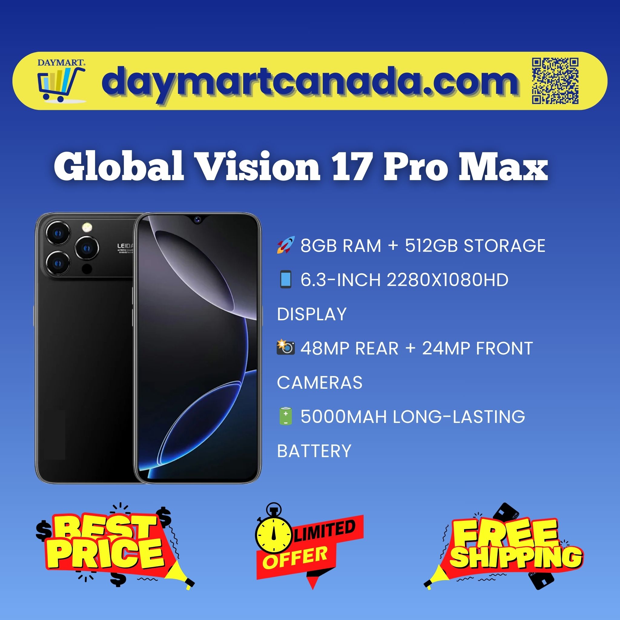 Global Vision 17 Pro Max 6.3-inch 512GB | DAYMART® – Shop Now