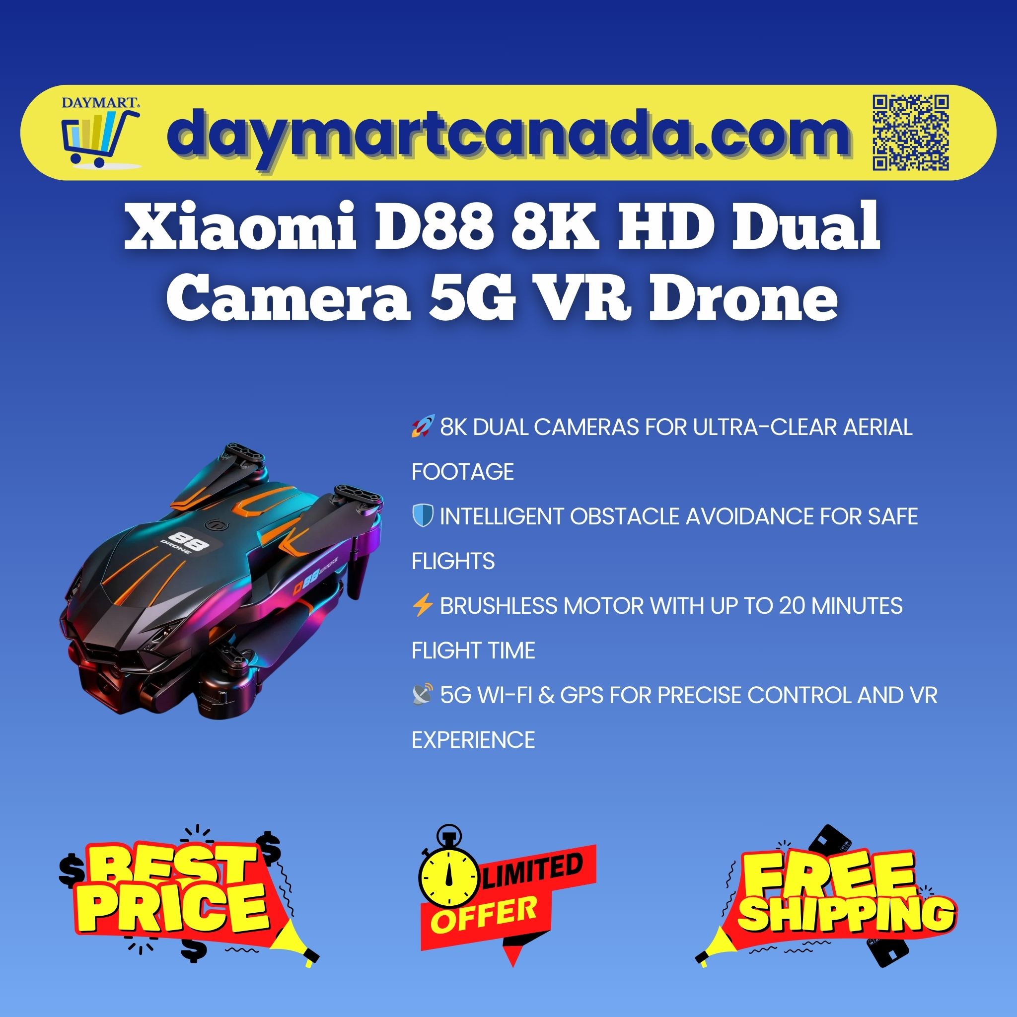 Xiaomi D88 8K HD Dual Camera 5G VR Drone - Image 3