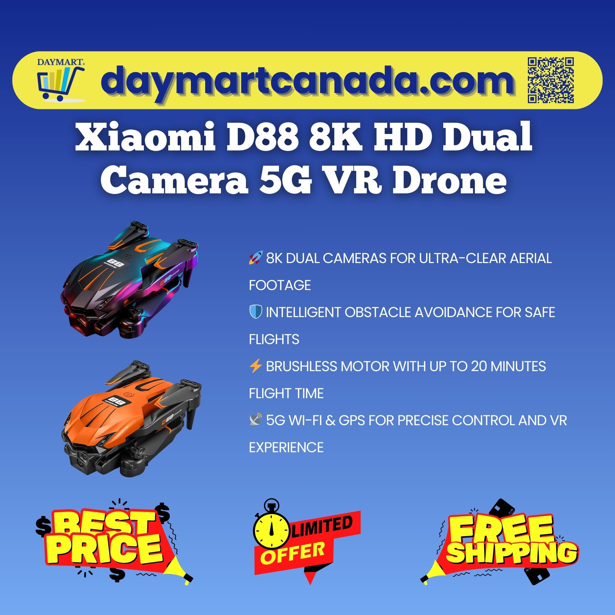 Xiaomi D88 8K HD Dual Camera 5G VR Drone