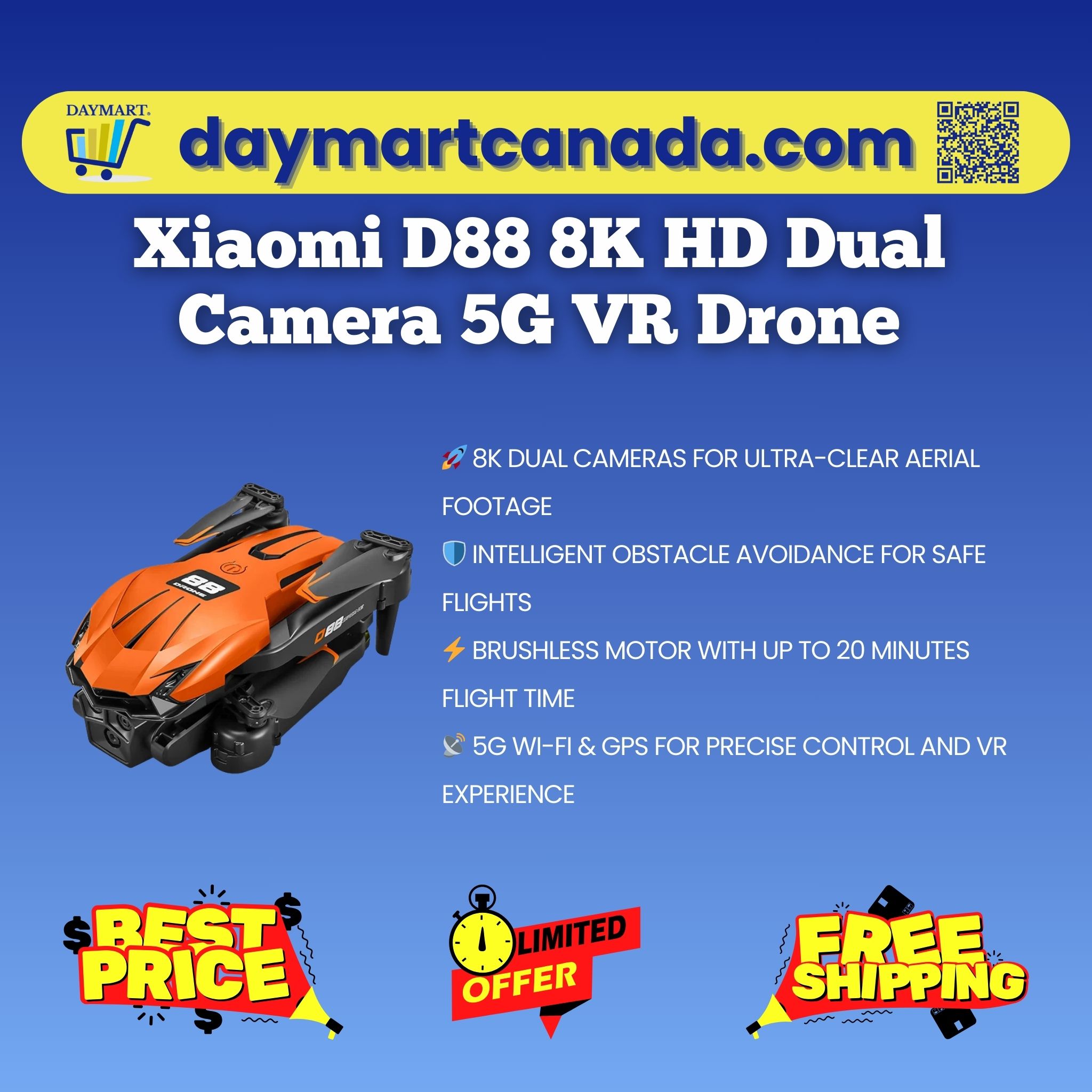 Xiaomi D88 8K HD Dual Camera 5G VR Drone - Image 10