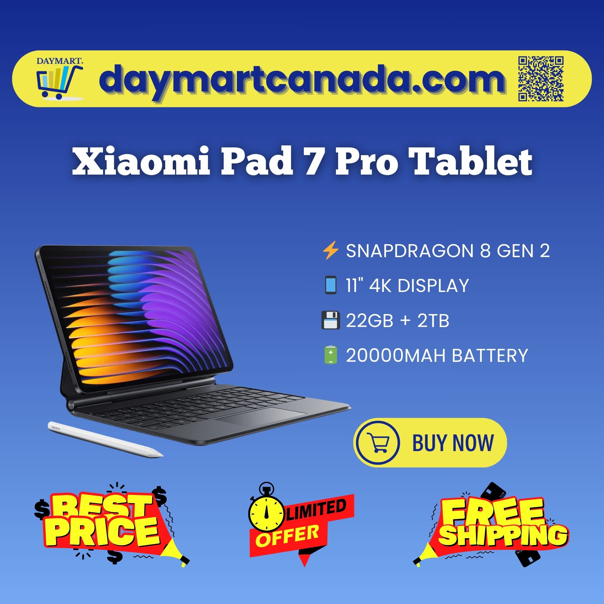 Mi Pad 7 Pro Ultra Android 14 Tablet 11" 256GB | DAYMART® Canada